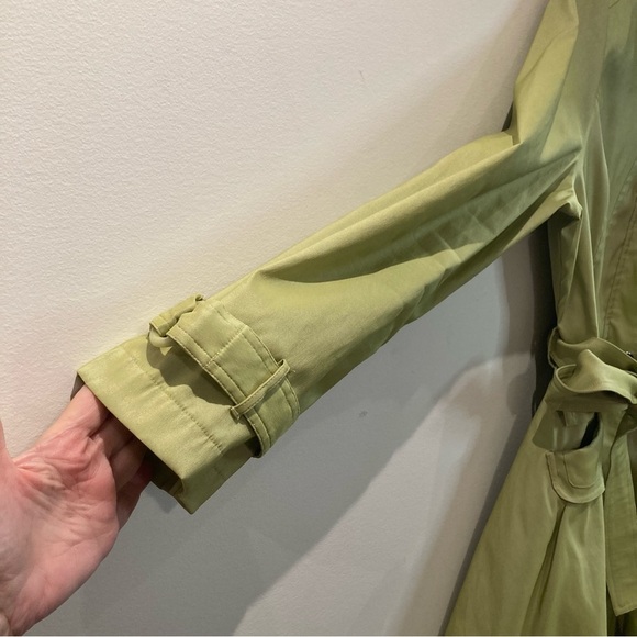 SAMUEL DONG Sz L Bubble Hem High Collar Belted Pockets Buckle At Sleeves Coat - Picture 8 of 11